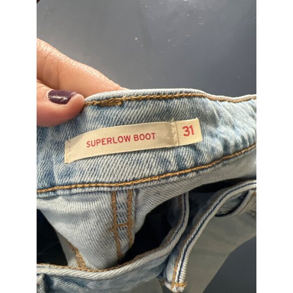 Levis Superlow Bootcut Jeans Womens W31 L30 Light Wash Denim Cowgirl Western Rod - Picture 2 of 13